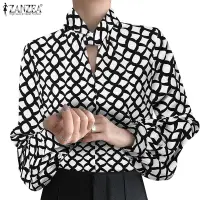 在飛比找蝦皮商城優惠-Zanzea 女式韓版時尚扭領長袖印花襯衫