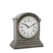 SSH COLLECTION Hutt Small Table Clock with Round White Face - Black Nickel