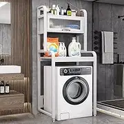 Metal Drum Washing Machine Storage Rack with Adjustable Feet Over Washer and Dryer Shelf Stand 150kg Load Capacity