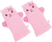 DEARMAMY 2Pcs Cartoon Bath Gloves for Exfoliating Body Scrub Mitts to Clean Bath Tool for Fun Cat Design