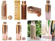 Traditional Pure Copper Water Bottle Set of 5 Leak Proof Yoga Health Benefit