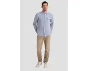 Replay Mens Linen Shirt w/ Pocket Long Sleeve Blue