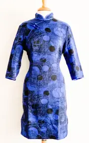 LGD Thick Velvet ¾ sleeve Chinese Cheongsam Qipao Dress with Lining non-stretch