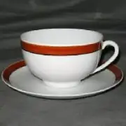 Set of 4 Chamart Brown Band Oversize Cup & Saucer Sets