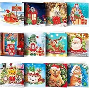 - Greeting Card Set - Rhinestones, 5D Gemstone Art, Painting Cards, Craft Supplies | Mega Craft Set Set, Christmas Greeting Card With Santa, Snowmen, Colourful Cute Card Set, As shown in the