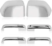 Fits F250 17-22 Tow Mirror Cover Caps Top Half Left & Right +Door Handle Covers, fits F-250 F-350 F-450 F-550 2017-2022, Silver Chrome Plated