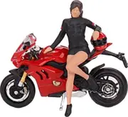 Ducati Panigale V4 S Motorcycle Red with Ducati Girl Figure LE 1/64 by Mini GT