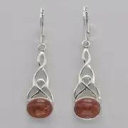 Oval SANDSTONE Celtic Teardrop Leverback Earrings - 925 STERLING SILVER #3e