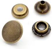 CRAFTMEMORE Snap Fasteners Color Plated Solid Brass Snaps Heavy Duty Press Stud Poppers Ring-Socket Button #201 VT47 Pack of 10 (15 mm, Antique Brass)