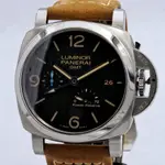 PANERAI 沛納海 PAM1321 LUMINOR GMT系列 44MM黑面 藍色小秒針 三明治面盤 3日鏈