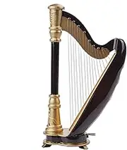 Miniature Harp, 5.5 Inch Music Instrument Model, Elegant Desk Ornament, Home Decoration Display for Music Lovers, Table Decor Accent, 3.35x5.51 inches, Long-Lasting Material