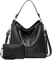 [Caalaay] Women Handbags and Purse Sets Vegan Leather Tote Bags Fashion Hobo Bags Shoulder Bag Satchel Handbag Zip Wallet 2Pcs