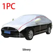 Universal Half Car Cover Waterproof Outdoor Cover Oxford Sun Rain Uv Protection Dustproof Snowproof Car Body Cover for SUV Sedan Sedan Silver