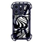 iPhone 16 Pro Ultra Bounce Case MagSafe Compatible Marble Transparent Trippy Wavy Swirl Black Spiral Warp Twirl Retro 70s Psychedelic Acid Groovy Abstract Pattern