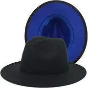 [UPSTORE] Wide Brim Fedora Hat for Men Women Classic Black Red Panama Hat Two Tone Jazz Hat