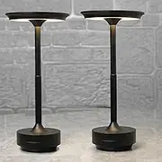 JSXL Black Rechargeable Cordless Table Lamp, Battery Operated Table Lamp, Stepless Dimming Small Table Lamp, LED Table Lamps for Indoor/Outdoor, Living Room Kitchen Patio, 2 Pcs