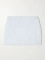[Gucci] Gucci - Jacquard-knit Cotton-blend Bouclé Mini Skirt - Light blue - IT38 IT 38 Blue