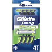 Gillette Sensor3 Mens Disposable Razors for Sensitive Skin 4 pack