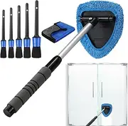 Windshield Cleaner Wand - Quick-Clean Microfiber Squeegee,Windshield Cleaning Wand, Glass Defogger Mop, Car Window Cleaning Kit for Bathroom, Shower Doors, Mirrors, Tiles,and Car