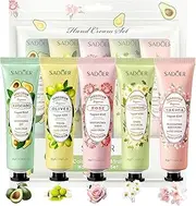 5 Pack Hand Cream Gift Set,Moisturizing Hand Care Cream for Dry Cracked Hands,Mini Hand Cream Friendly to all skin,Gifts for Women (Flower)