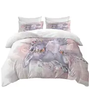 Spring Flight Rosy Roses and Unicorn Pegasus Quilt Cover