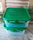 Lock N Lock Food & Storage Containers Set of 2 Square with HTF Jade Green Lids!