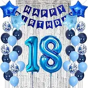 18th Silver Blue Birthday Party Decoration Kit for Boys and Girls