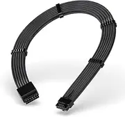 EZDIY-FAB GPU Power Sleeved Cable Extension, 16pin(12+4) 12VHPWR PCIe 5.0 Connector Male to Female for RTX 3090Ti 4080 4090, with Cable Combs-16AWG/Black