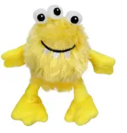 (1) Multipet Plush Yellow Monster Fuzzy 4" XS MiniPet Dog Toy