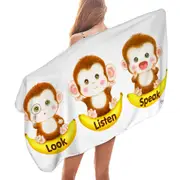 Cute Educational Bananas and Three Monkeys Microfiber Beach Towel