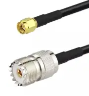 UHF SO239 female to SMA male plug 15FT Jumper pigtail cable RG58 USA MADE