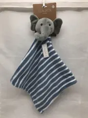 Lila & Jack Elephant Security Blanket Blue White Striped Fleece Lovey Oversized