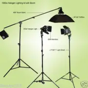 1950w Studio Continuous Halogen Light Lighting Boom Stand Softbox Barndoor Kit