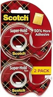 Scotch Super-Hold Tape, 2 Rolls, Transparent Finish, 50% More Adhesive, Trusted Favorite, 1.905 x 1524 cm, Dispensered (198DM-2)