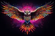 Psy Owl UV tapestry, Blacklight Reactive, Psychedelic Wall Hanging, Trippy Art