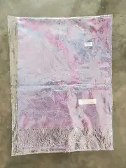 NIP Grey Purple Plum Feathers Abstract Pashmina Silk Scarf Wrap Shaw 64"x26"