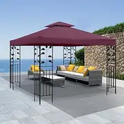 Clearance Double Tiered Gazebo Canopy Cover - Grill Gazebo Replacement Canopy Roof - 10x10 FT Claret