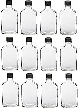 Nakpunar 12 pcs 200 ml Glass Flask Bottles with Black Tamper Evident Cap (12, 200 ml Black)