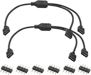 tunghey 2 Pack Black 4 Pins LED Splitter Cable Strip Connector 2 Way Splitter Y Splitter for 1 to 2 RGB 5050 3528 LED Light Strips with 6 x Male 4 Pin Plugs (1to2)