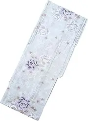 [Modern Sakura] Women's Authentic Traditional Japanese Yukata, aka Casual Kimono, Purple Peonies in Light Grey, Grey, One Size