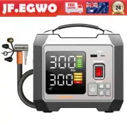 JFEGWO 300PSI Portable Air Compressor 12V Reset Car Tire Inflator Deflator Pump