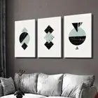 3pcs Black and Blue Nordic Geometric Design Wall Art Canvas Framed 50x70cm