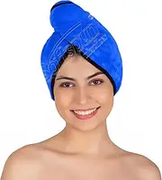SOFTSPUN Microfiber Hair Cap 1 Pcs 70X25 cm Blue 280 GSM Super Absorbent Quick Dry Hair Turban for Drying All Kinds of Hair Straight or Curly Short or Long Thin or Thick Hair.