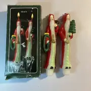 Antique Taper Santa Clause Candles New In Box 7 5/8” Set Of 2