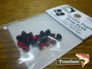 HARELINE DOUBLE PUPIL BRASS EYES BLACK & ORANGE MEDIUM - NEW FLY TYING MATERIALS