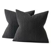 Decorative Throw Pillow Covers Set of 2 Super Soft 20" x 20" (Pack of 2) Black