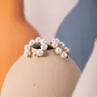 Woman 18K Gold Plated Pearl Earring Stud Ear Cuff Cartilage Non Pierced