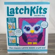 Owl Latch Hook Sewing Kit Mini-Rug New in Box Ages 6+ Wall Hanging At Home Hobby