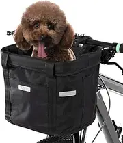 Dogs Carrier Bike Basket - Folding Removable Pet Cat Dog Bike Bag - Dog Bicycle Front Basket Bike Handlebar Basket - Quick Release Easy Install Detachable Cycling Bag Mountain Picnic Shopping