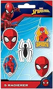 Spider-Man Eraser Set (5-Pack) (One Size) (Multicolour)